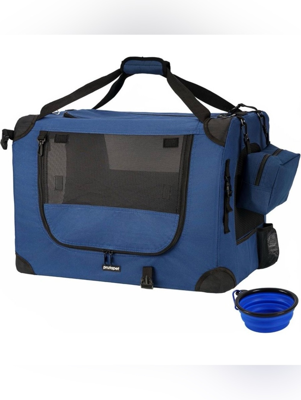 New Prutapet Large Cat Carrier 24” Collapsible Pet Travel Crate/Carrier Blue